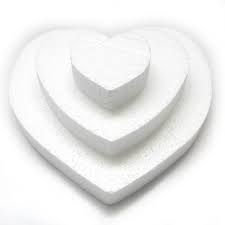 Base a forma di cuore di polistirolo bianco per realizzare fantastiche  torte finte