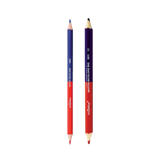 Matita colorata a doppia faccia. matita rossa e blu isolata.