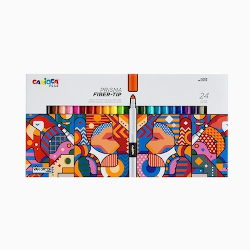 Carioca Plus Felt Tip Pen, pennarelli Prisma professionali set da 24